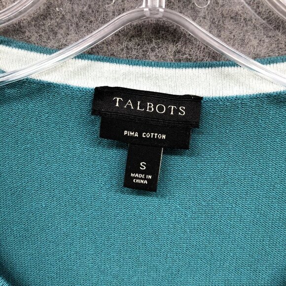 Talbots Pima Cotton Cardigan Womens Small S Short Sleeve Lightweight Stripe - Picture 5 of 8